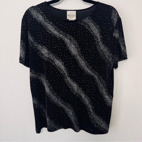 Vintage 1990s 1980s Black Rainbow Glitter Shirt XL - Picture 1 of 14